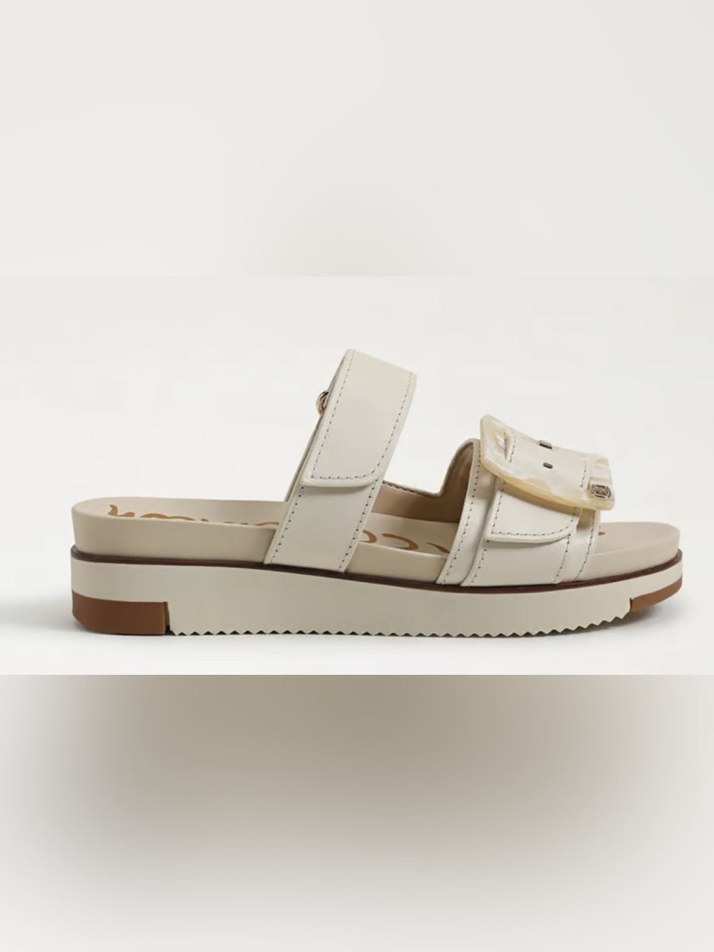 Sam Edelman Adrianna Ivory Double Strap Slide Sandals Size 7 Summer Resort - Picture 4 of 16